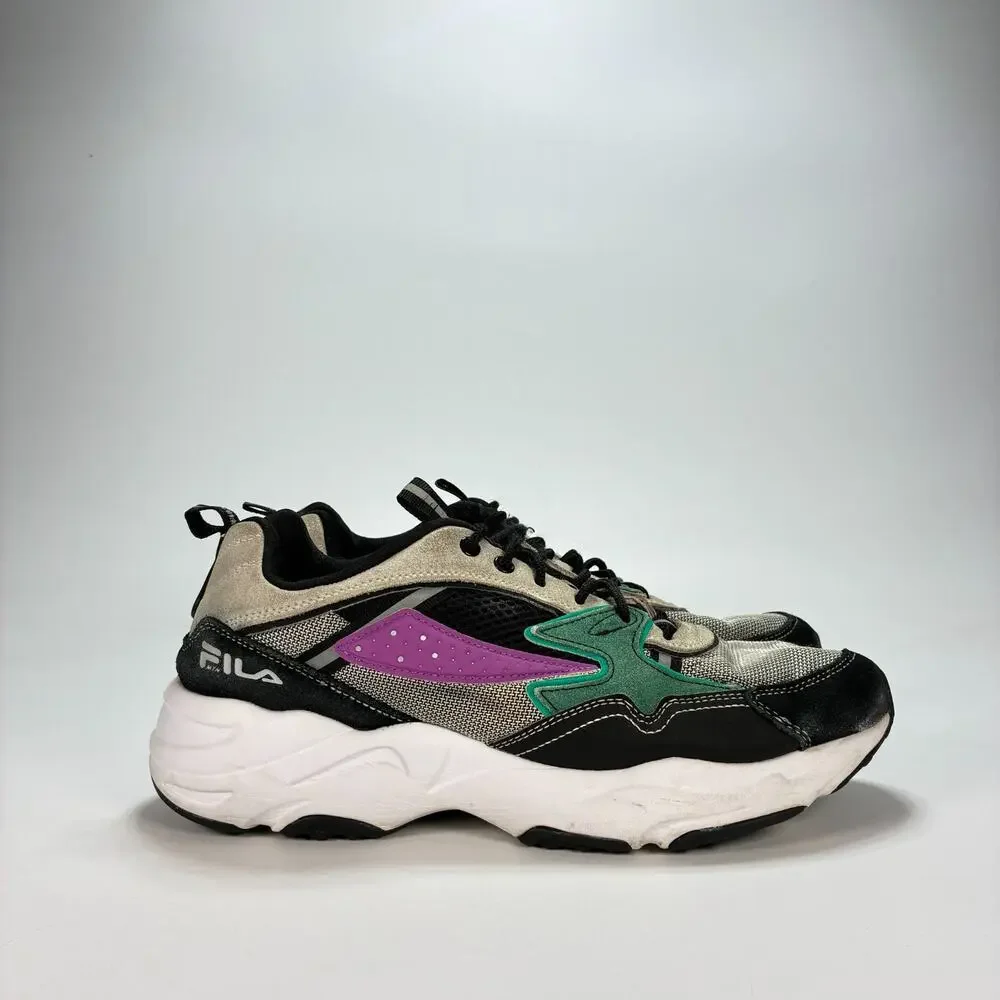 FILA Trail Tracer Black White Green Casual Lifestyle Sneakers Shoes Mens Size 10
